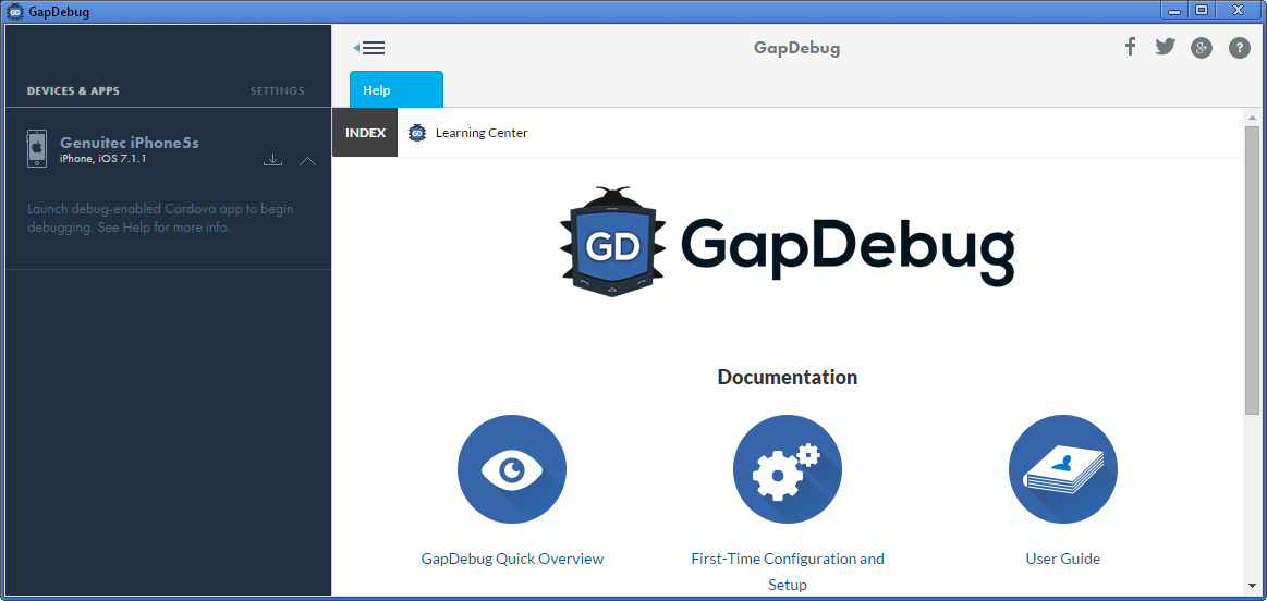 GapDebug is a free cross-platform mobile app debugger developed by Genuitec for use with Android and iOS PhoneGap (or Cordova) applications.